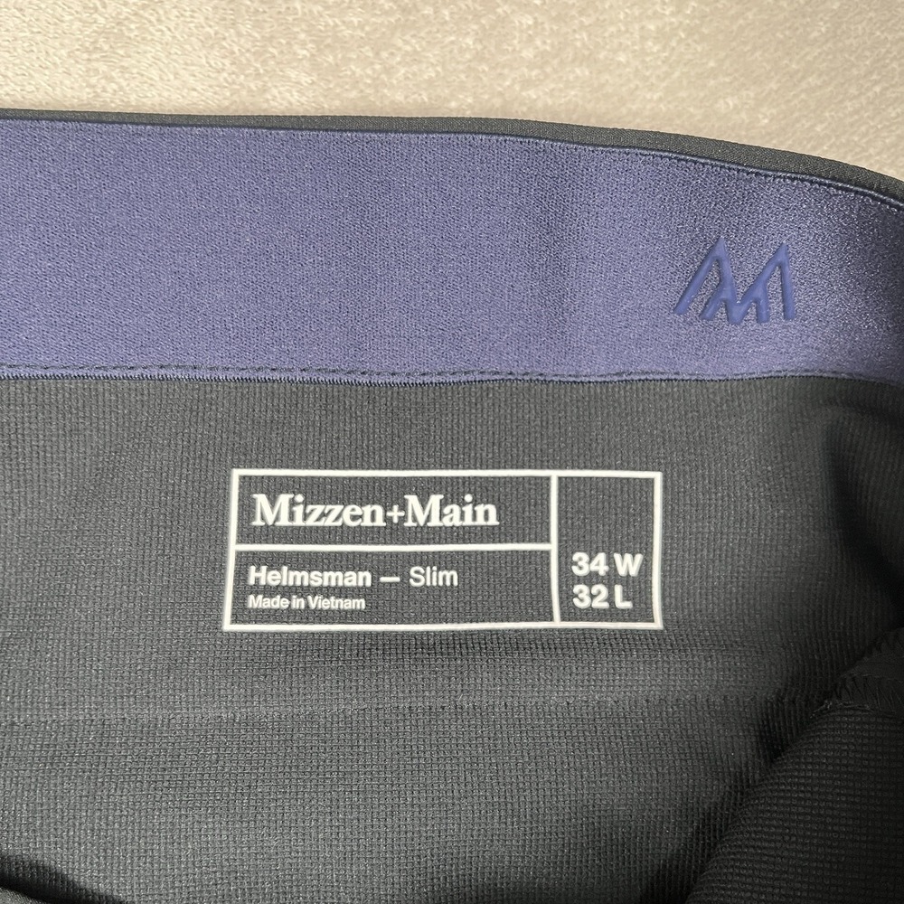 Mizzen+Main Men's Dress Pants 34W 32L Slim Helmsman Black Stretch Performance - Picture 4 of 10